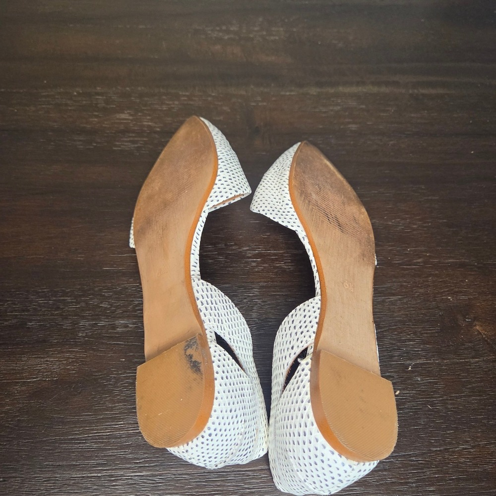 Madewell White Perforated Leather D'Orsay Flats Womens 6.5 Pointed Toe - Picture 6 of 7